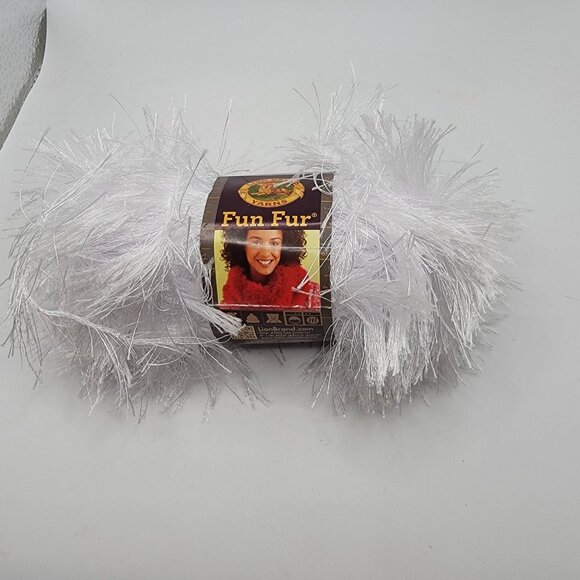 Lion Brand Yarn Fun Fur Eyelash White 100% Polyester 5 PLY (1 Ball) NEW - Picture 1 of 4